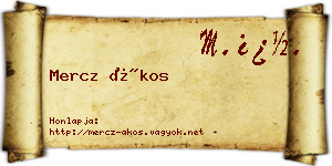 Mercz Ákos névjegykártya