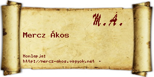Mercz Ákos névjegykártya